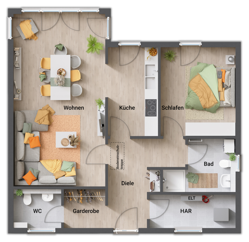 Grundriss Bungalow 78 Erdgeschoss Winkel Gaeste WC Bungalow Buchholz