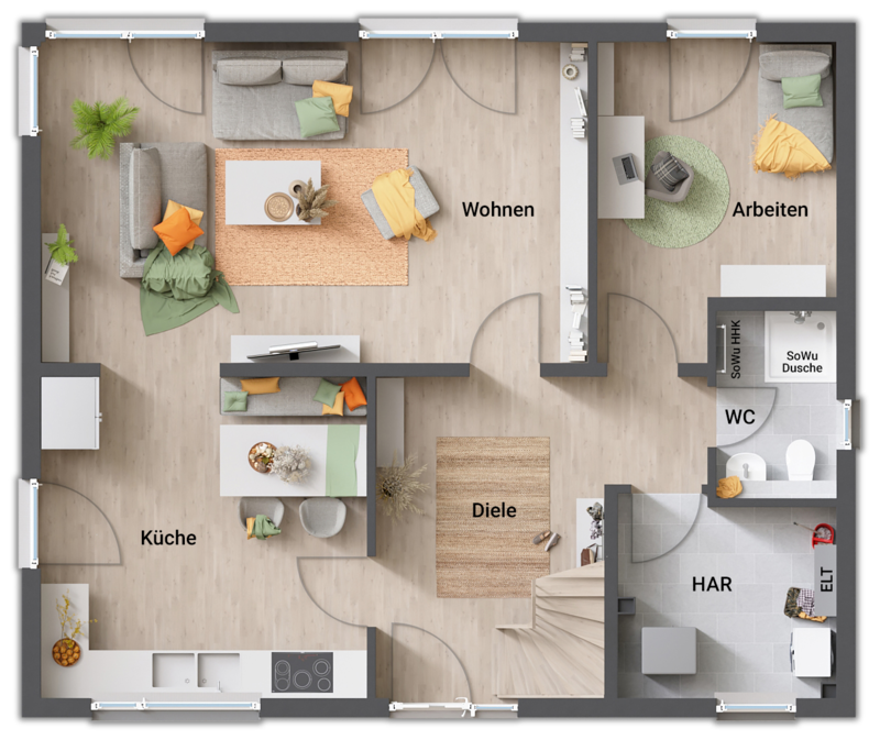 Grundriss Stadthaus Flair 152 Erdgeschoss Einfamilienhaus Hennef