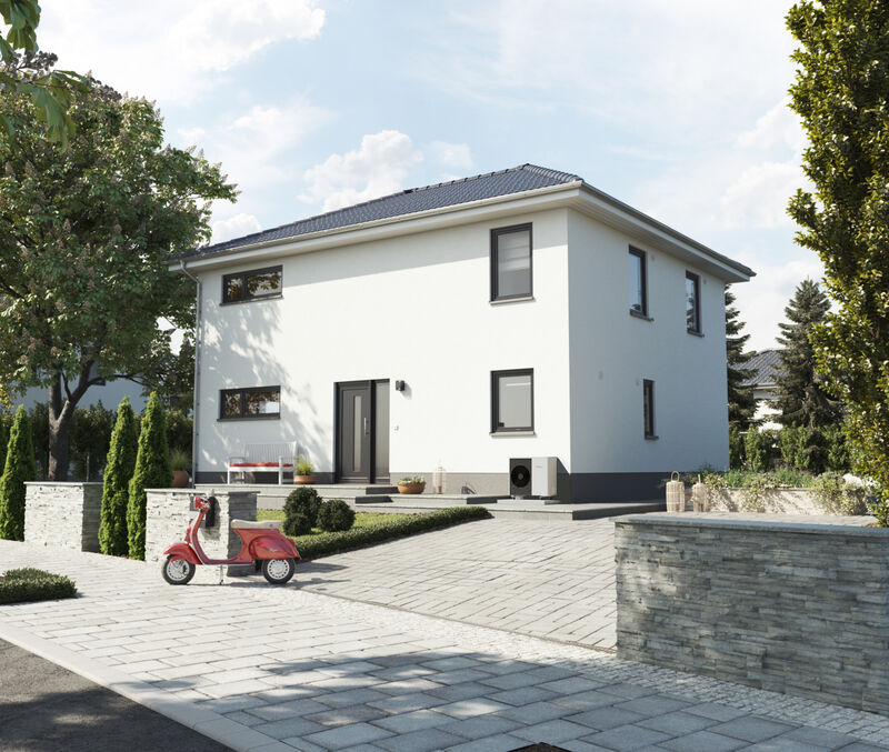 Flair 152 RE Strasse Elegance Waermepumpe Einfamilienhaus Hennef