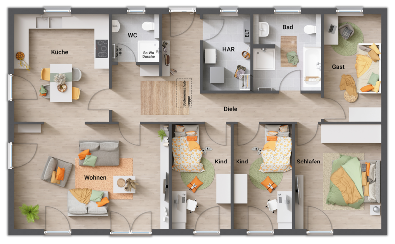 Erdgeschoss offene K�che Haus Buchholz