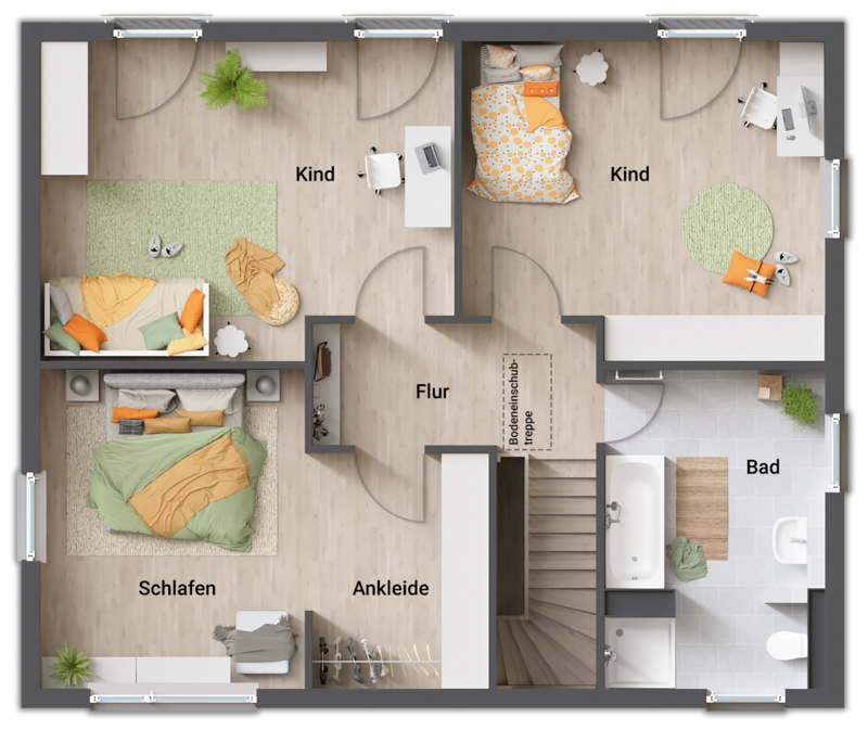 Grundriss Stadthaus Flair 152 Obergeschoss Variante 2 Einfamilienhaus Hennef